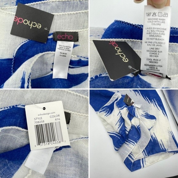 Echo Unisex Scarf Blue White 76 in X 40 In New - Picture 9 of 14